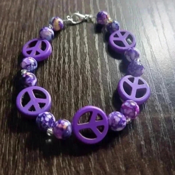 None Jewelry - Purple Peace Sign Bracelet